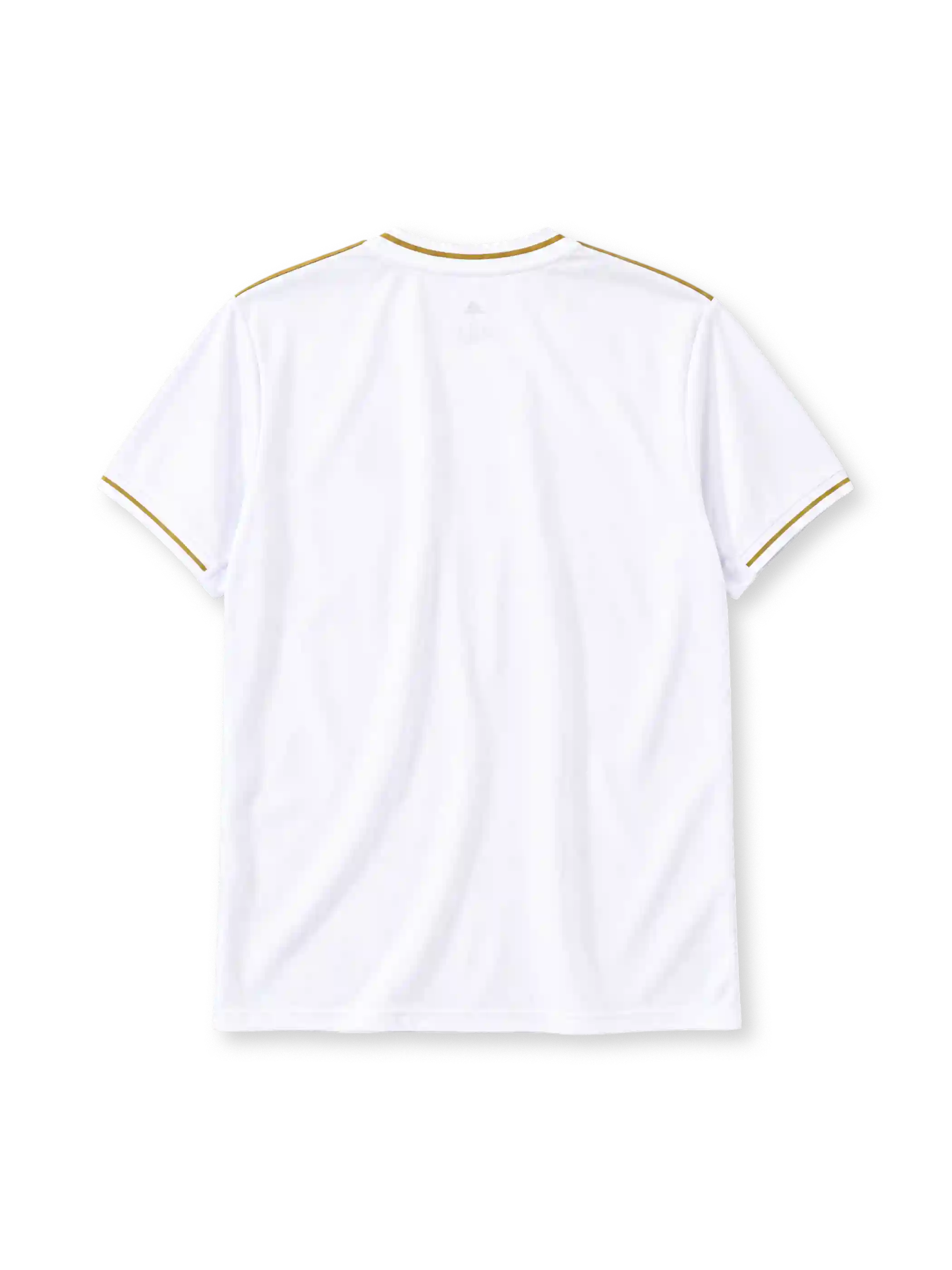 Real Madrid 2019-20 home jersey in white with Fly Emirates sponsor and gold trim