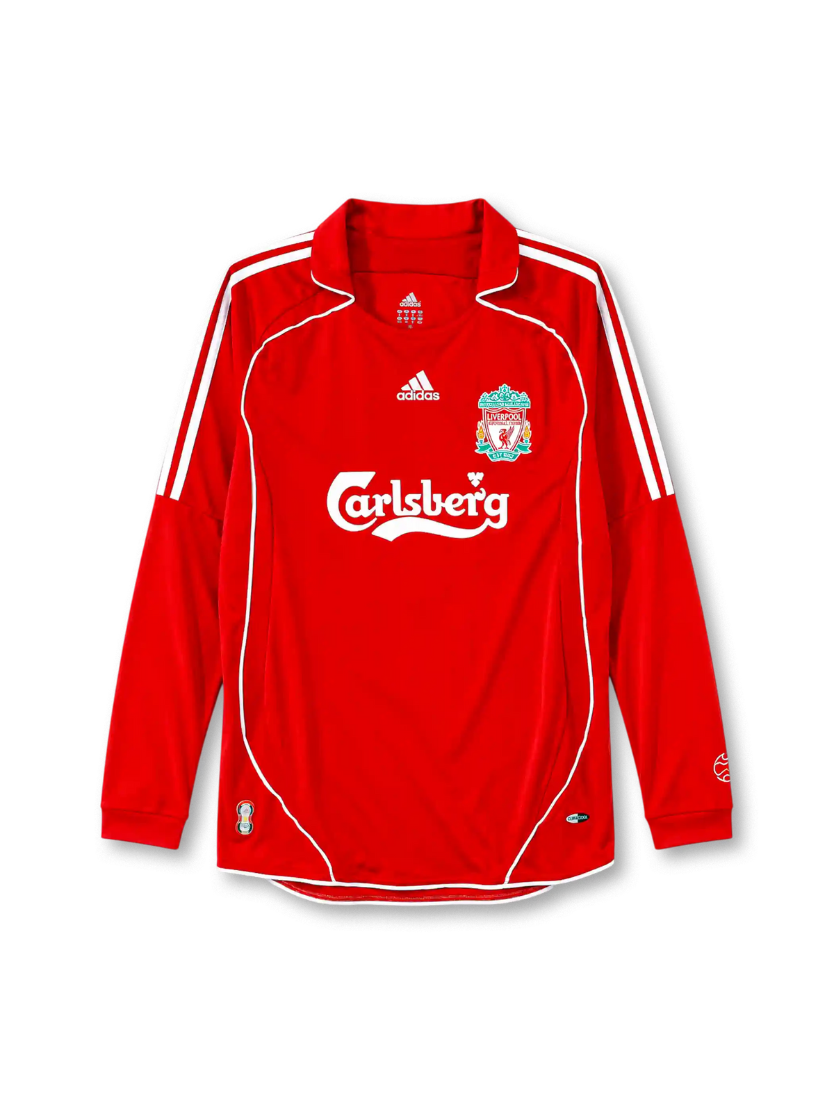 Liverpool 2006-07 home jersey adidas front view red white piping