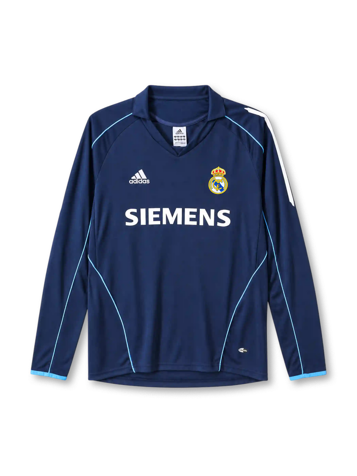 Real Madrid 2005-06 away jersey adidas front view navy blue piping