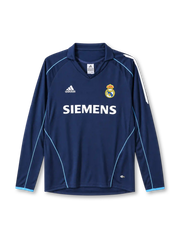 Real Madrid 2005-06 away jersey adidas front view navy blue piping