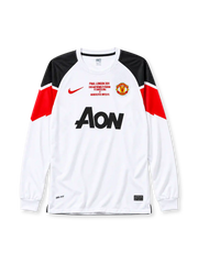Manchester United 2010-11 away jersey Nike front view white Champions League final print