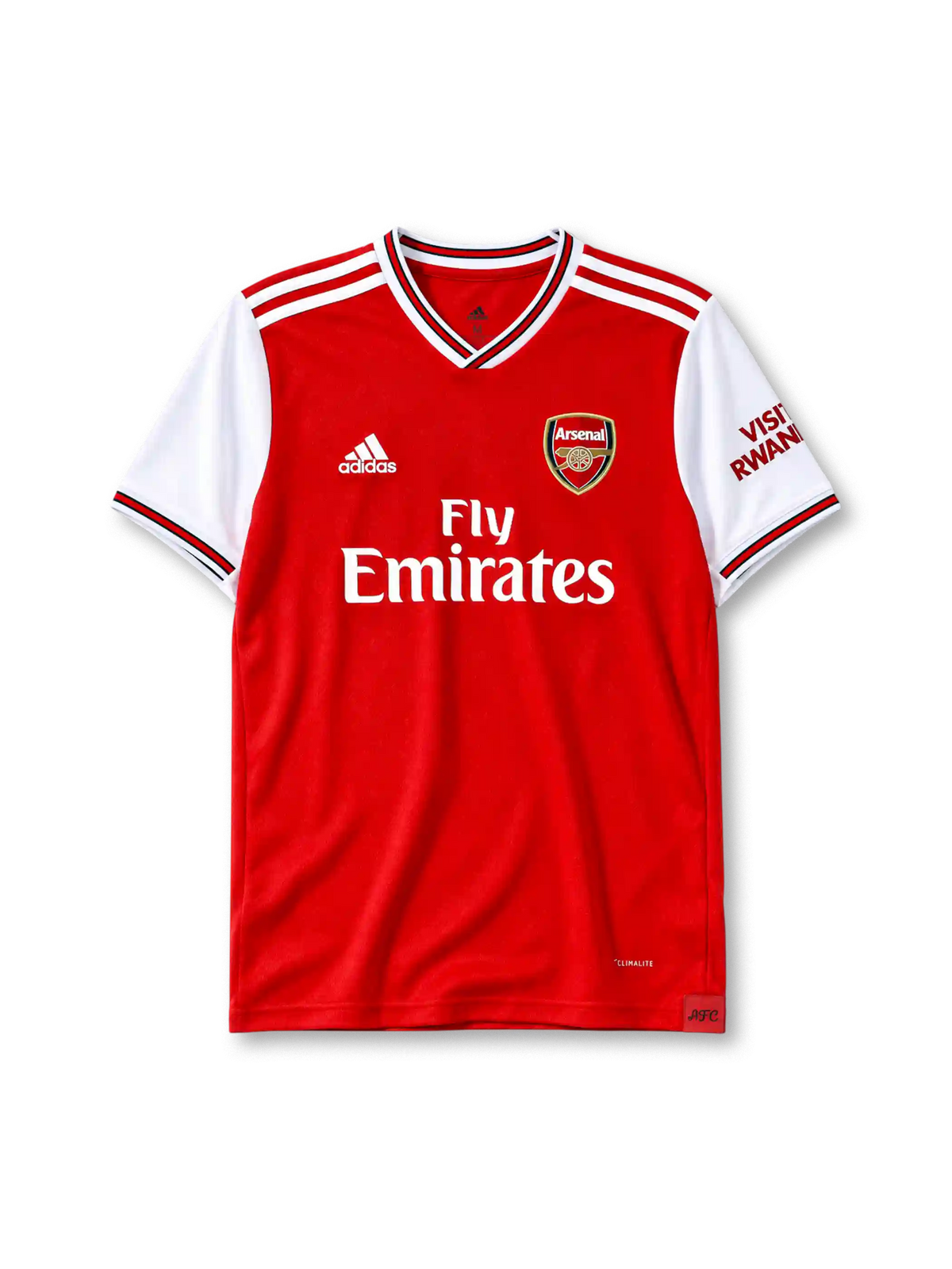 Arsenal 2019-20 home jersey adidas front view red white sleeves