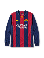 FC Barcelona 2014-15 home jersey Nike front view blue garnet stripes