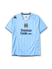 Manchester City 2007-08 home jersey Le Coq Sportif front view sky blue pinstripes
