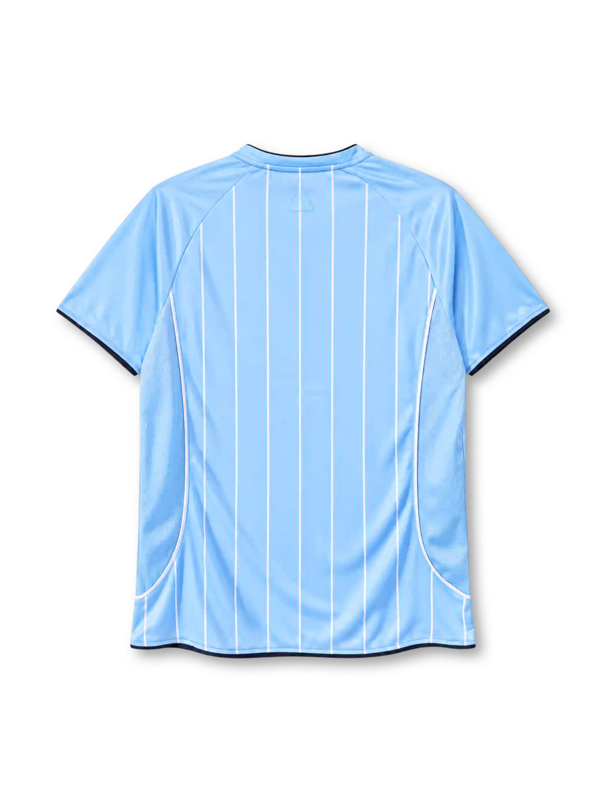 Manchester City 2007-08 home jersey Le Coq Sportif front view sky blue pinstripes