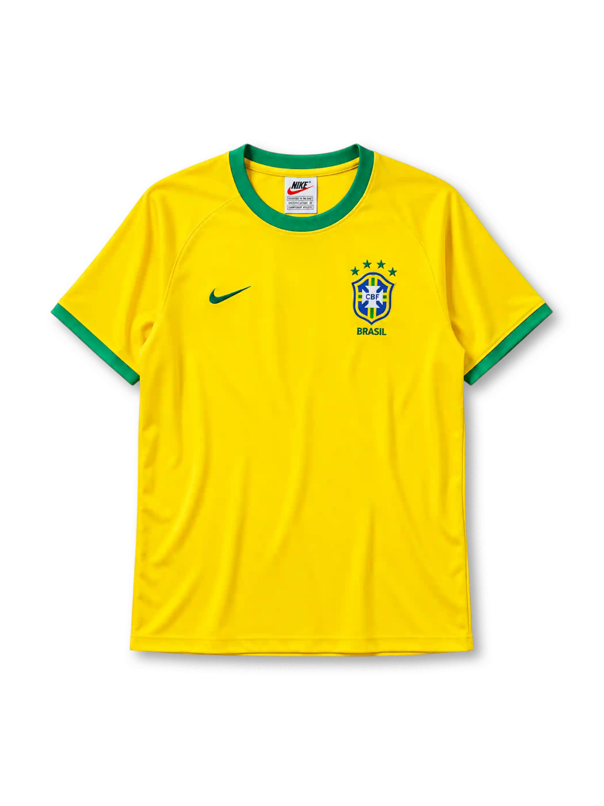 Brazil 2000 home jersey Nike front view yellow green collar