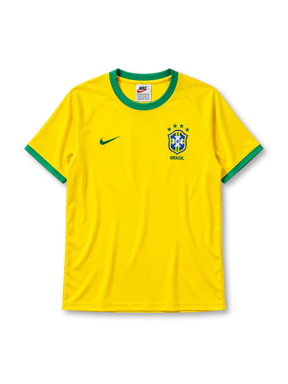 Brazil 2000 home jersey Nike front view yellow green collar