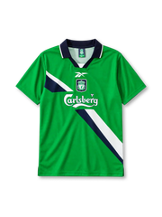 Liverpool 1999-2000 away jersey Reebok front view green diagonal sash