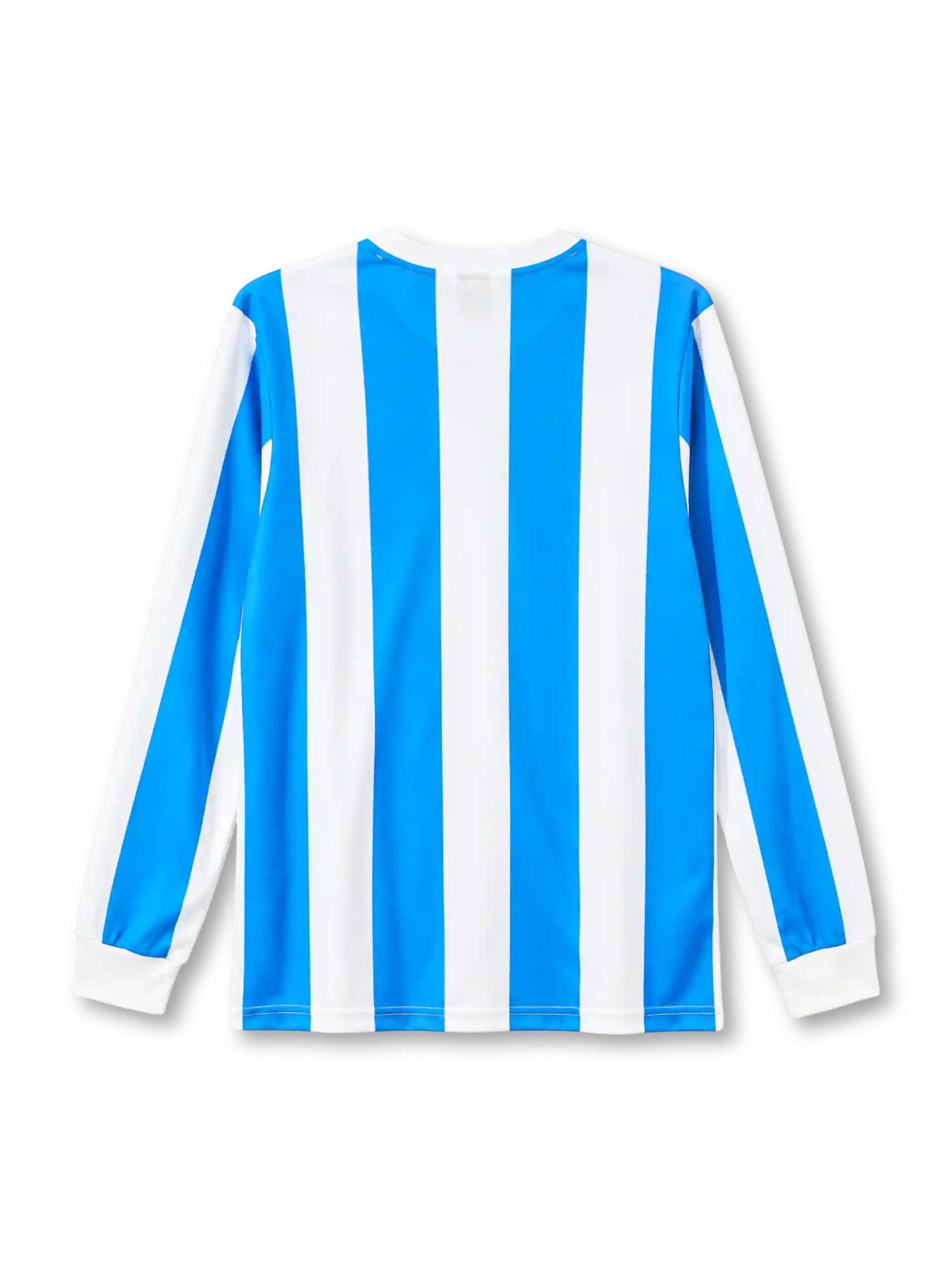 Argentina 1986 long-sleeve home jersey Le Coq Sportif front view light blue white stripes