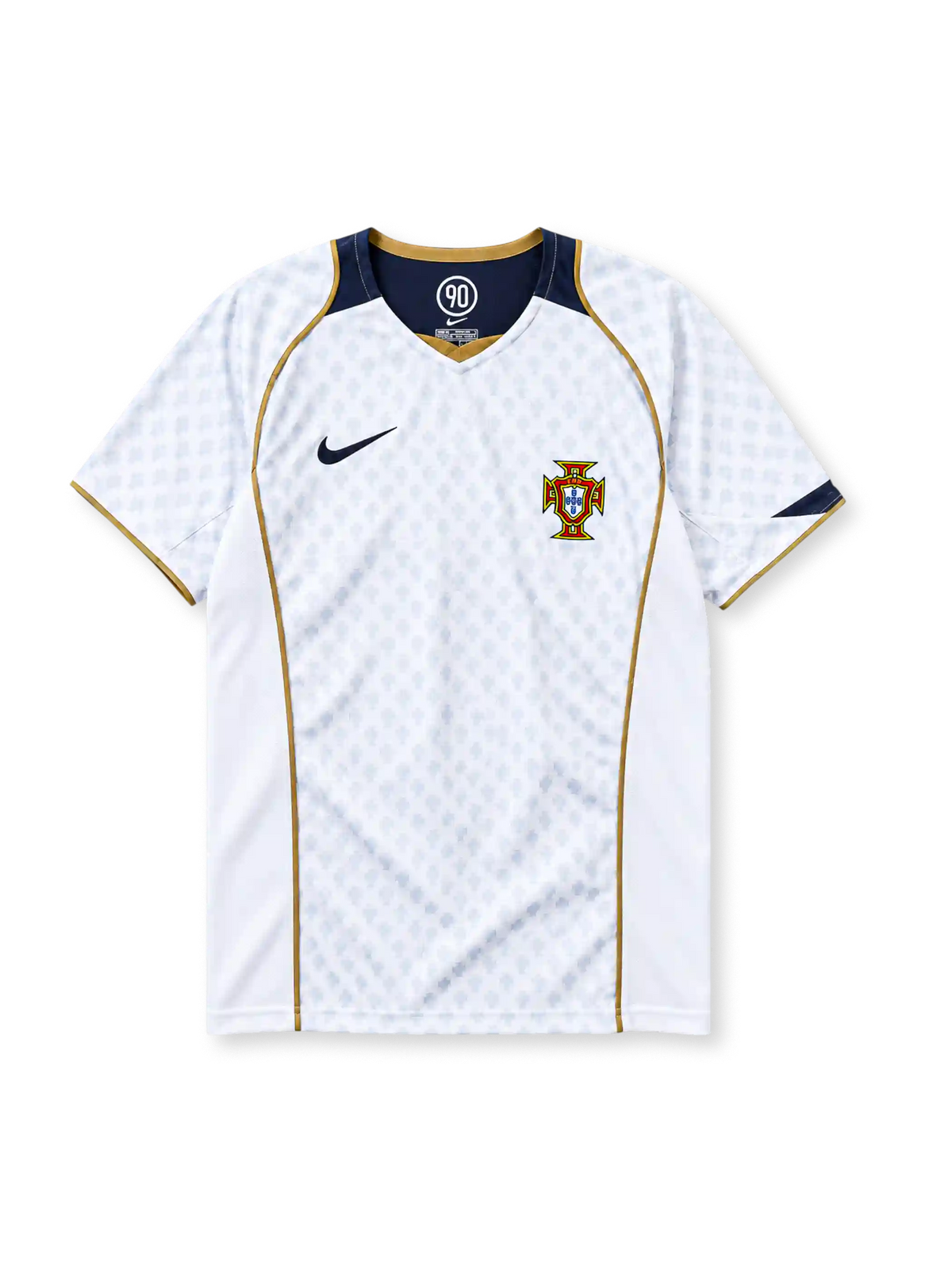 Portugal 2004 away jersey Nike front view white navy gold trim