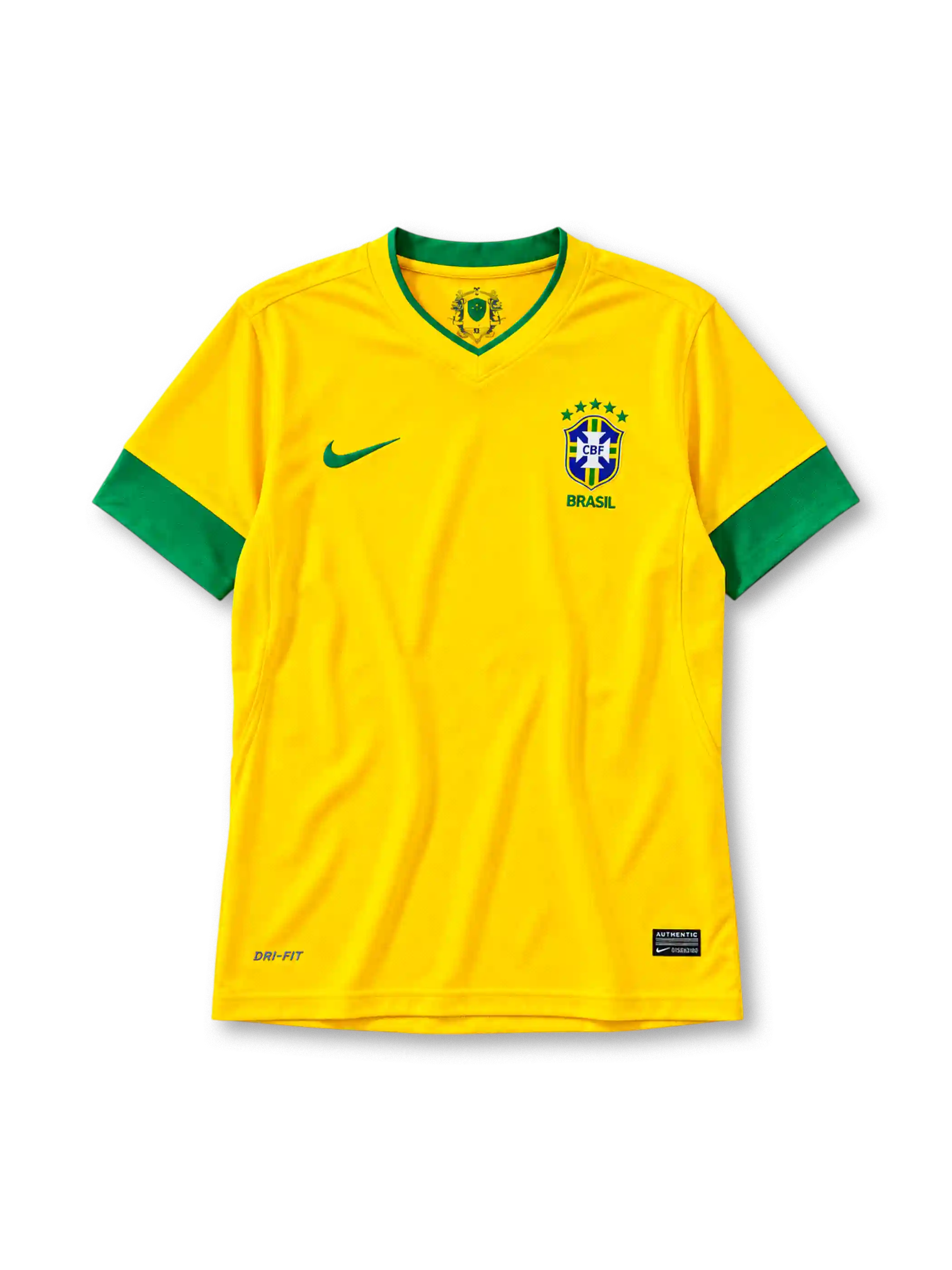 Brazil 2012-13 home jersey Nike front view yellow green collar