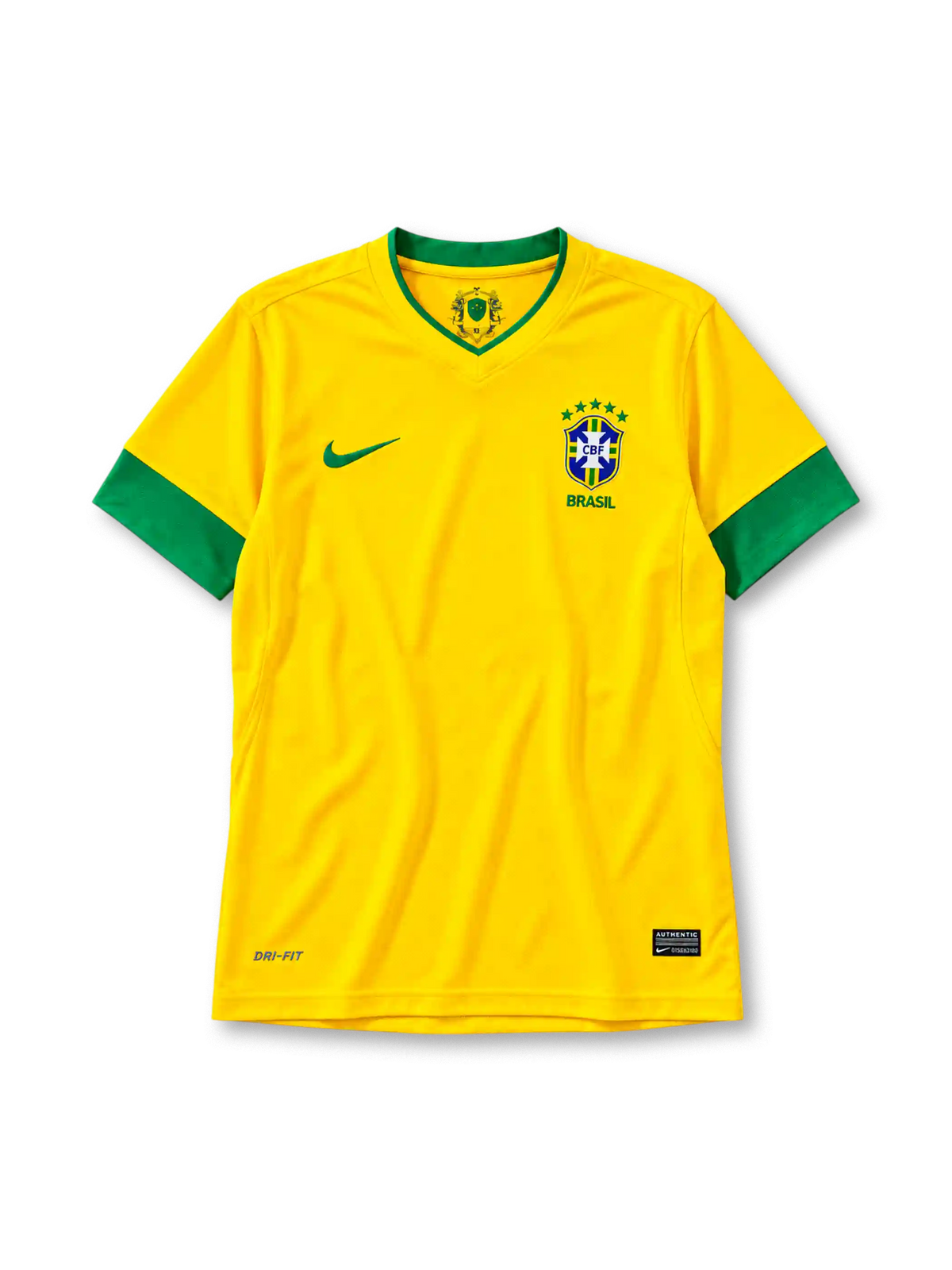 Brazil 2012-13 home jersey Nike front view yellow green collar