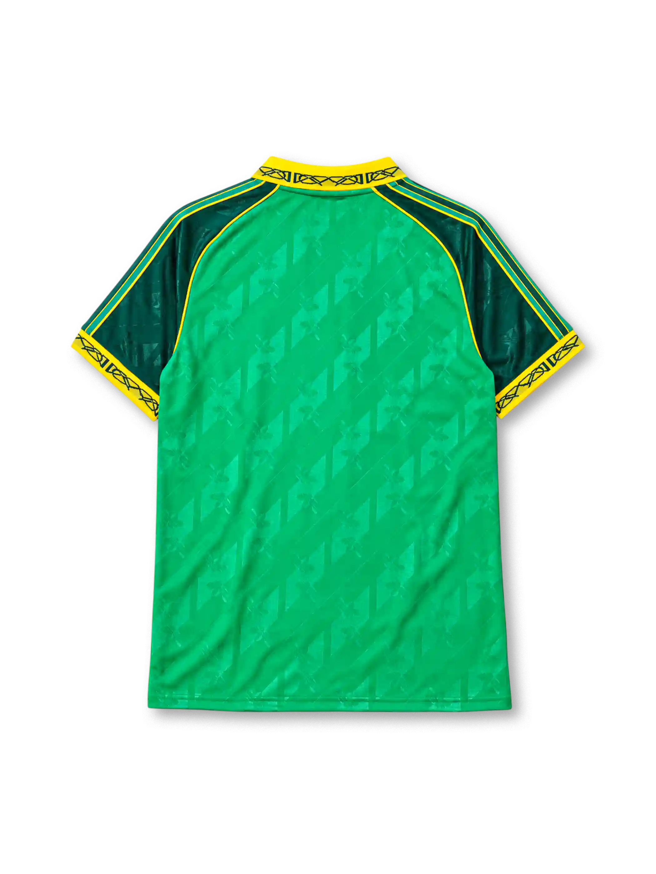 Celtic FC anniversary home jersey adidas front view green Celtic knot pattern