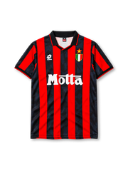 AC Milan 1993-94 home jersey Lotto front view red black stripes scudetto