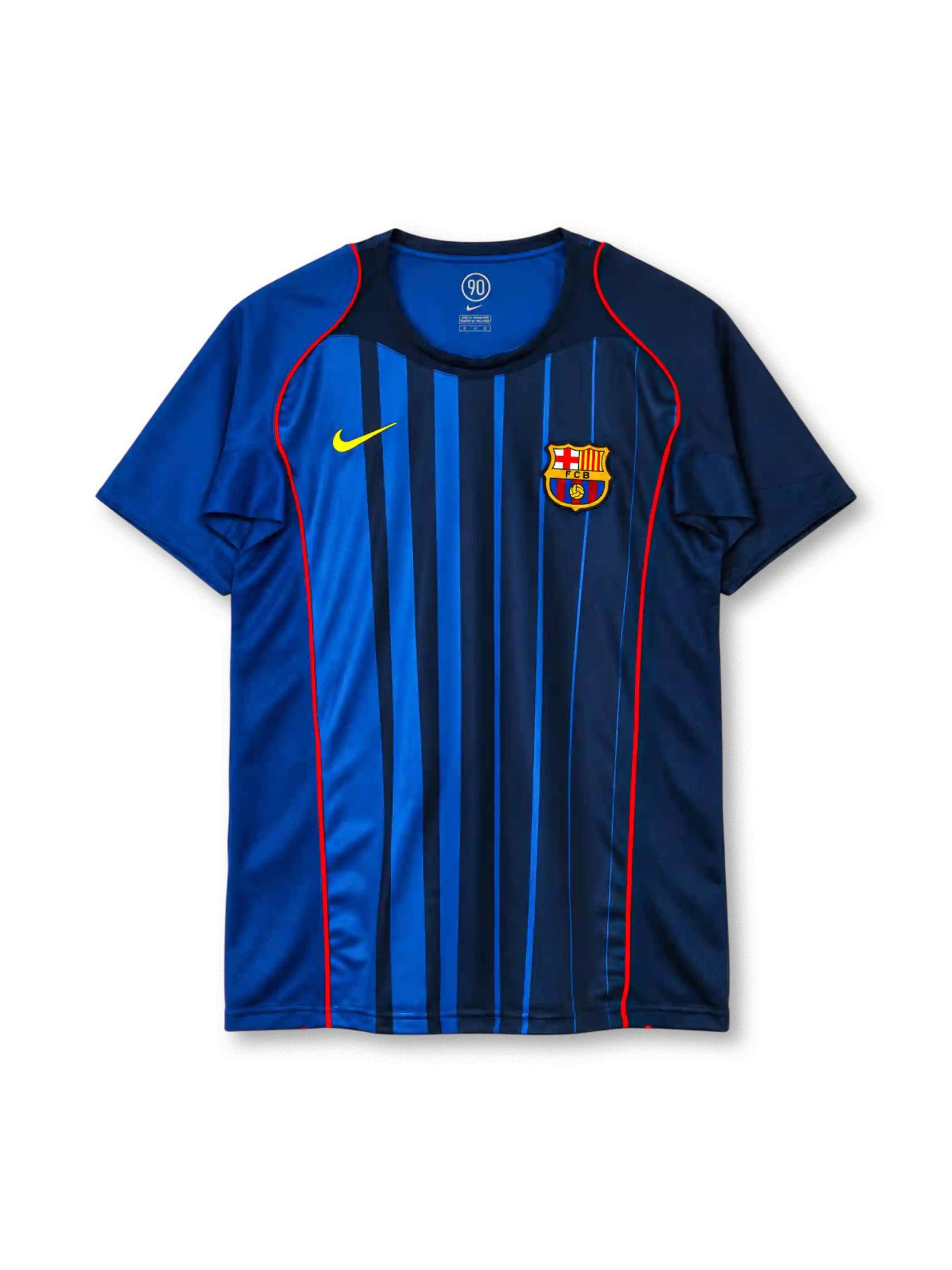 FC Barcelona 2004-05 away jersey Nike front view blue navy stripes