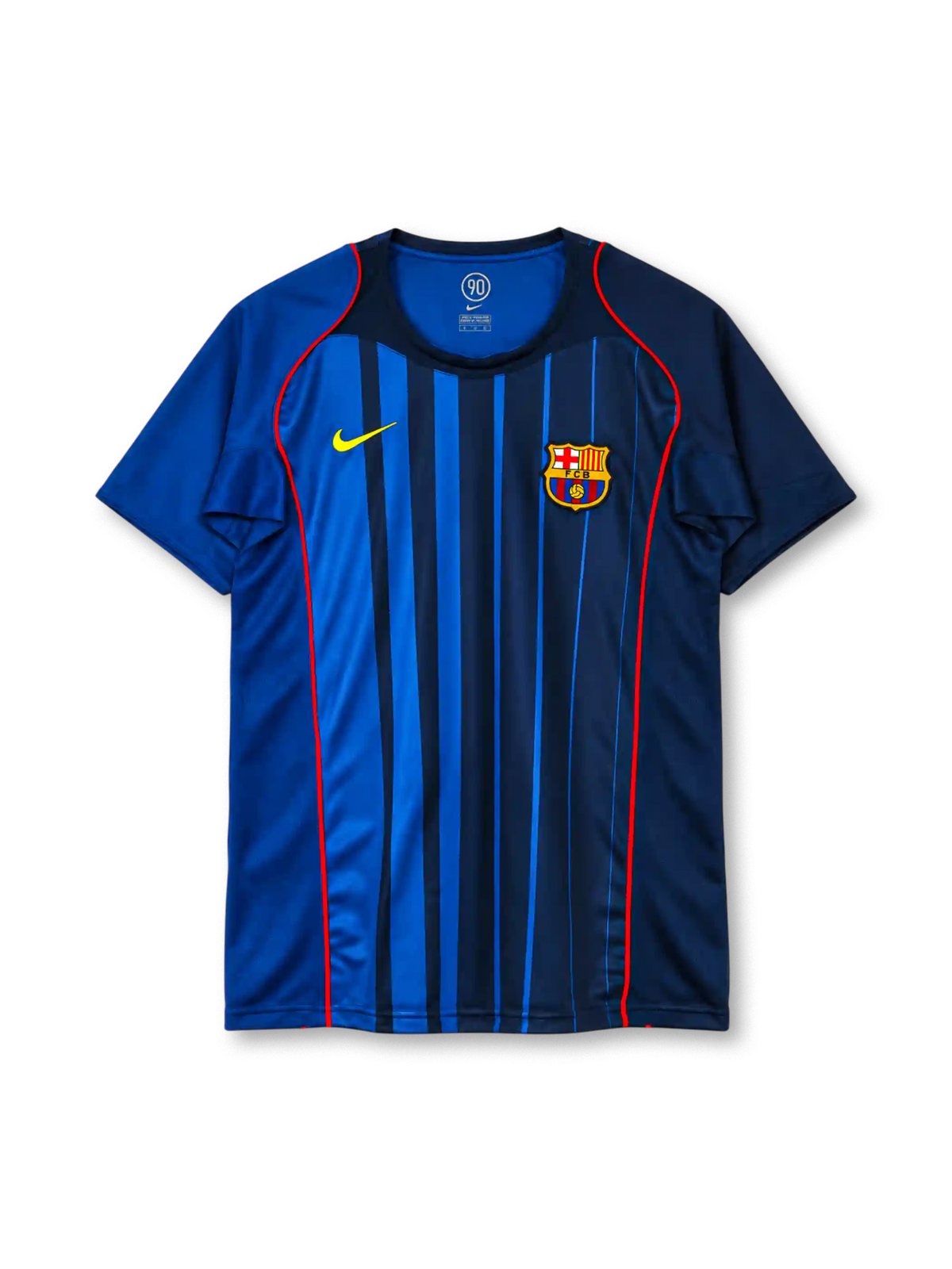 FC Barcelona 2004-05 away jersey Nike front view blue navy stripes