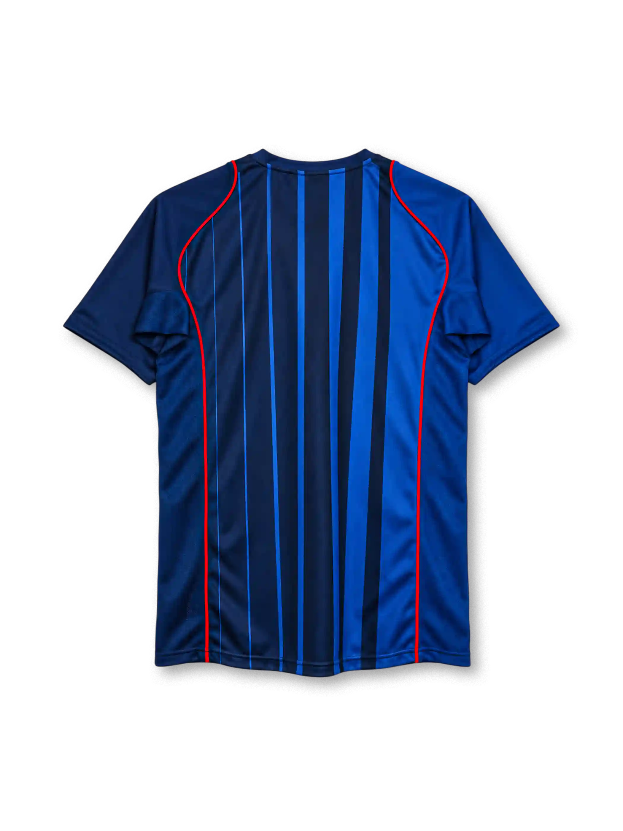 FC Barcelona 2004-05 away jersey Nike front view blue navy stripes