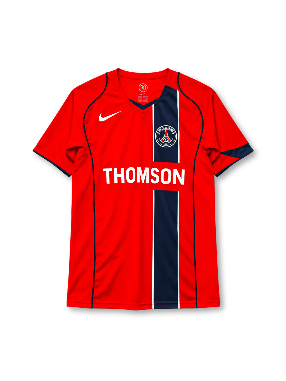 Paris Saint-Germain 2004-05 away jersey Nike front view red navy stripe