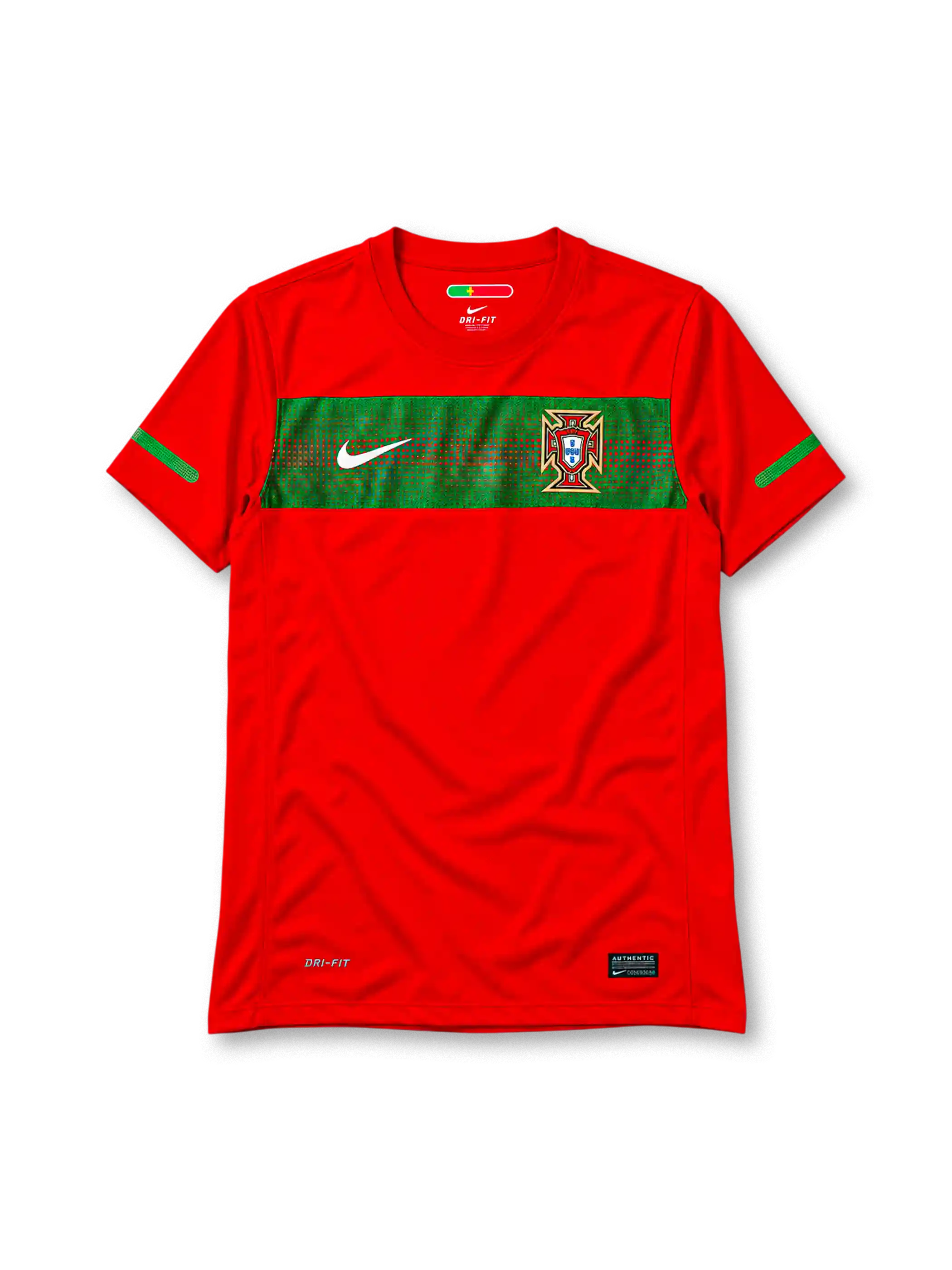 Portugal 2010 home jersey Nike front view red green chest band