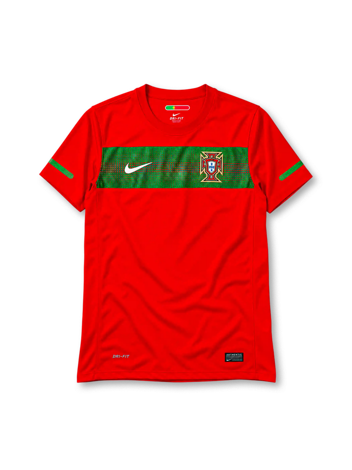 Portugal 2010 home jersey Nike front view red green chest band