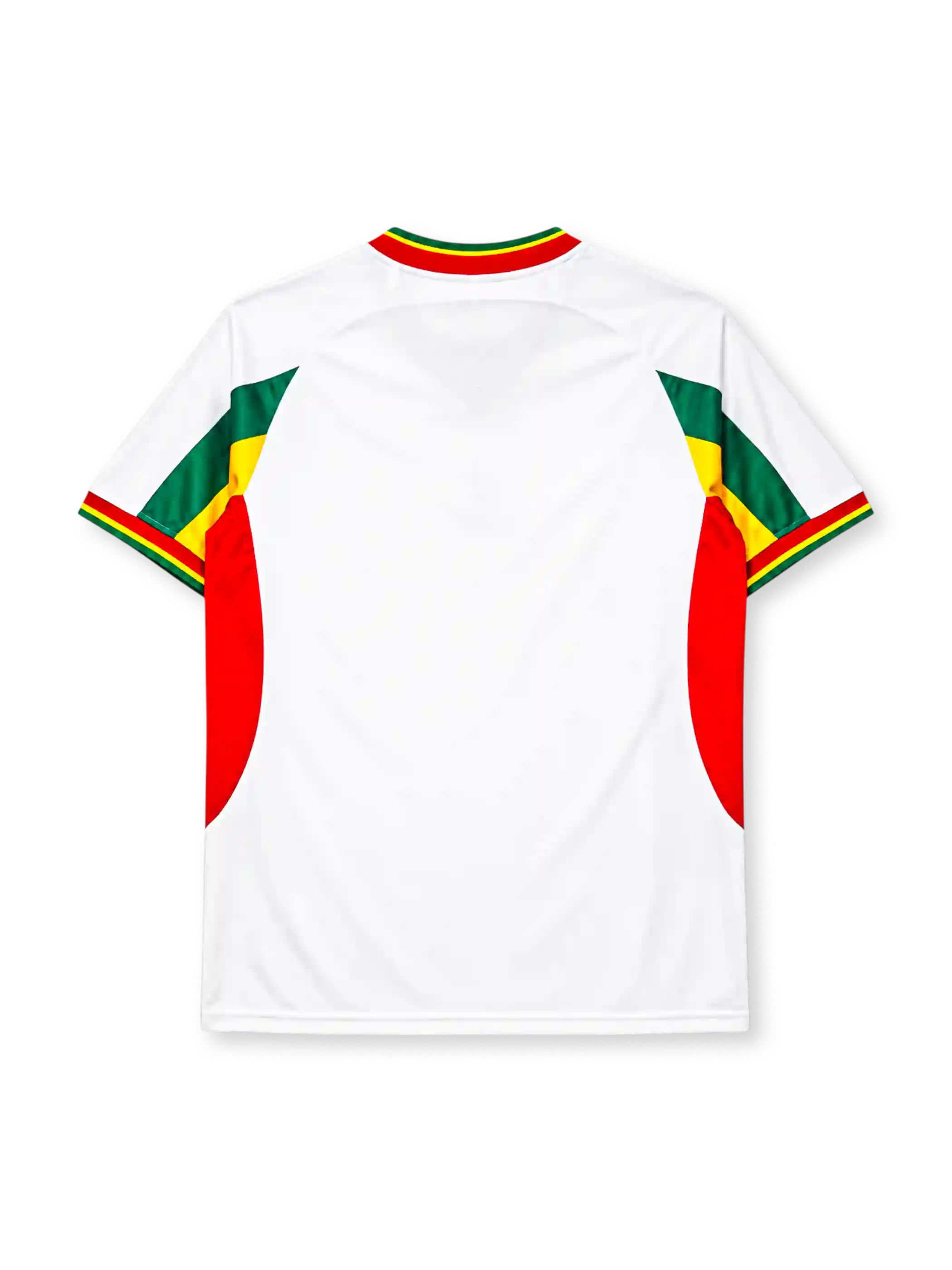 Senegal 2002 home jersey Le Coq Sportif front view white green yellow red panels