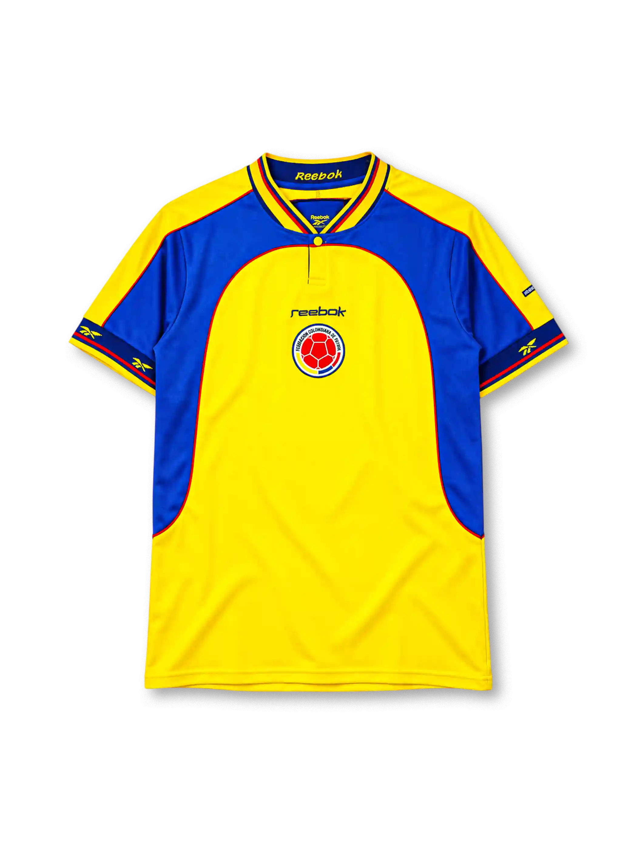 Colombia 2001 home jersey Reebok front view yellow blue panels
