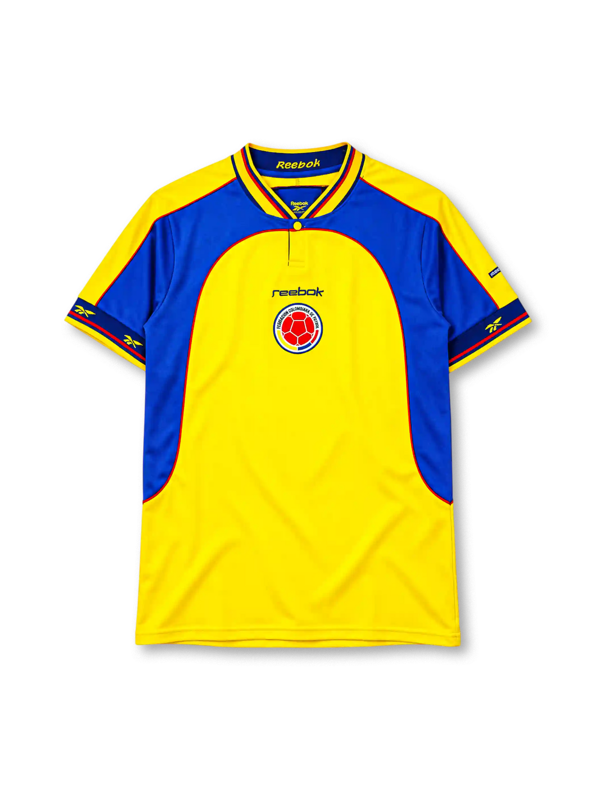 Colombia 2001 home jersey Reebok front view yellow blue panels