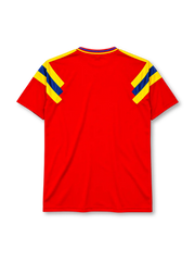 Colombia 1990 away jersey adidas front view red yellow blue panels