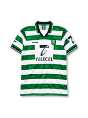 Sporting CP 1999-2000 home jersey Reebok front view green white hoops