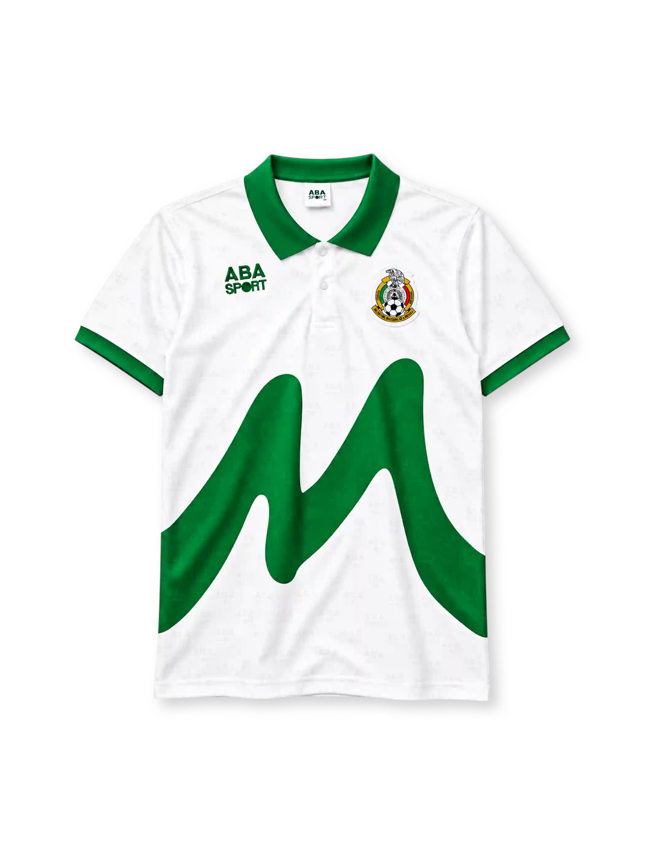 Mexico 1995 away jersey ABA Sport front view white green graphic