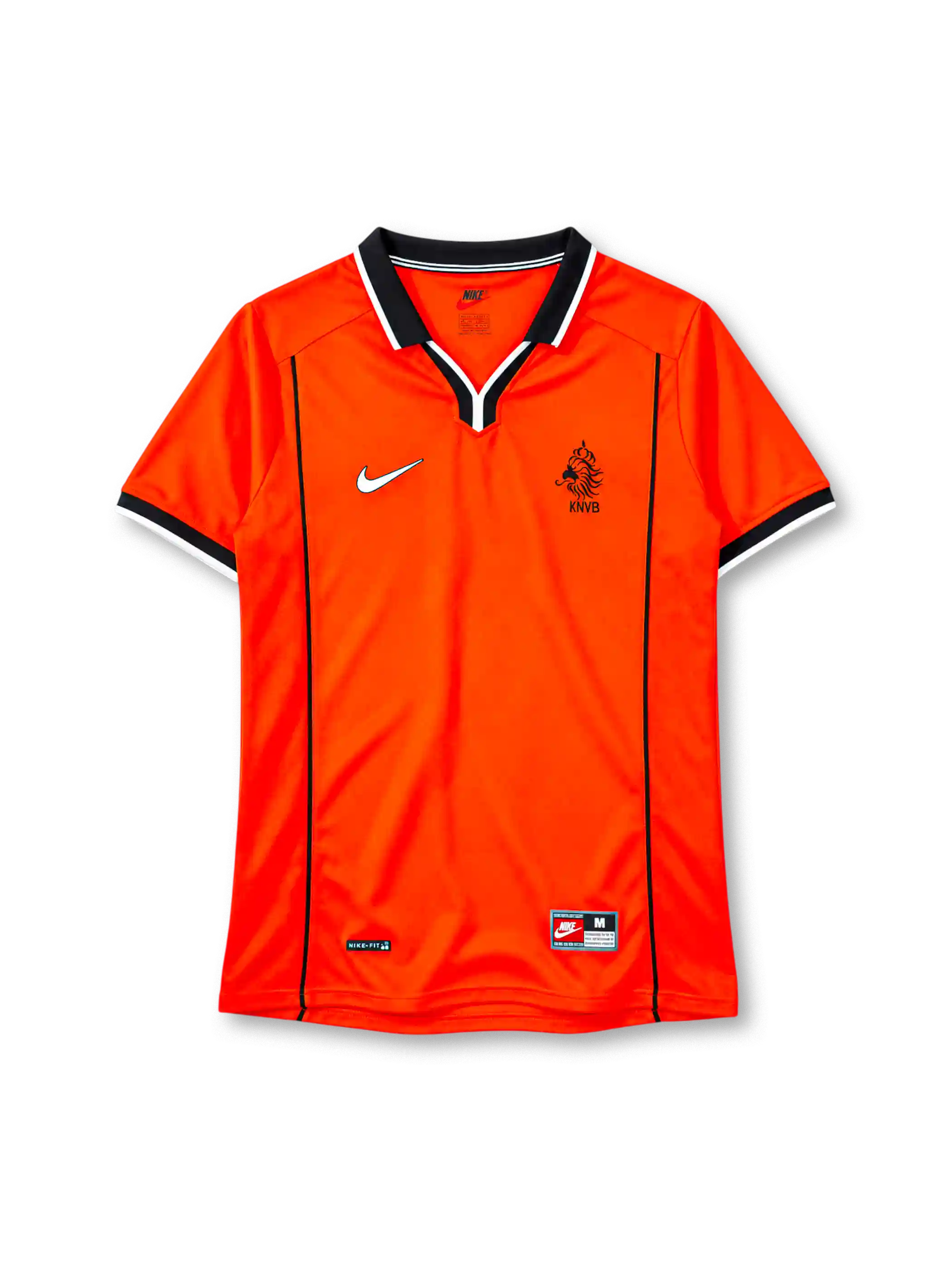 Netherlands 1998 home jersey Nike front view orange black collar