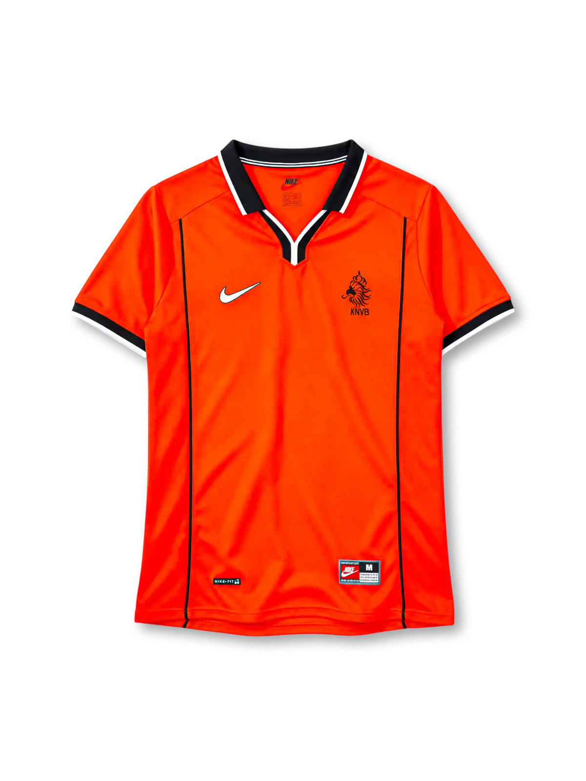 Netherlands 1998 home jersey Nike front view orange black collar