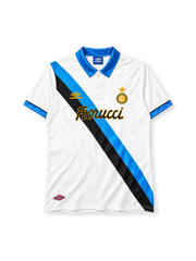 Inter Milan 1994-95 away jersey Umbro front view white blue black sash