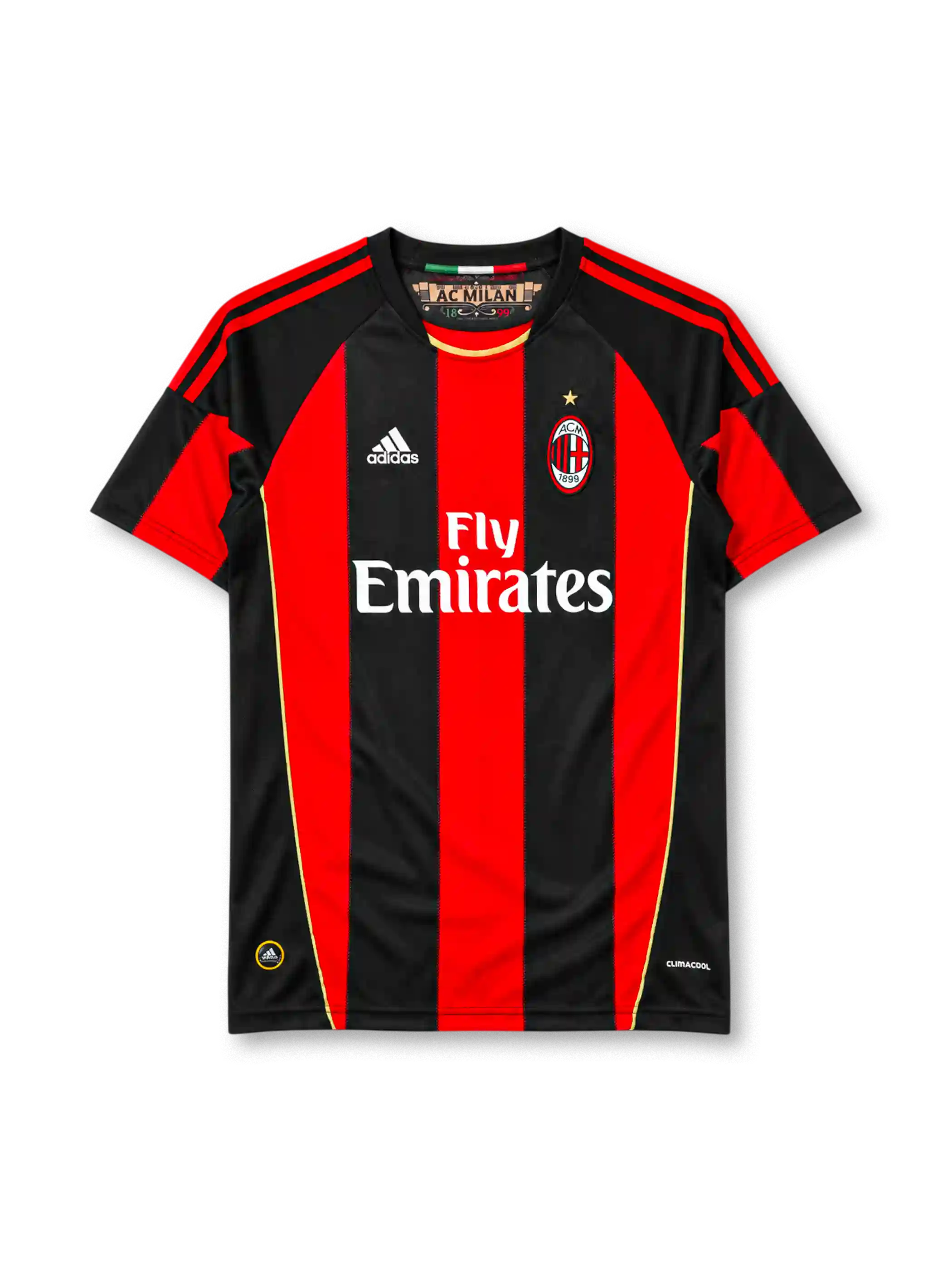 AC Milan 2010-11 home jersey adidas front view red black stripes