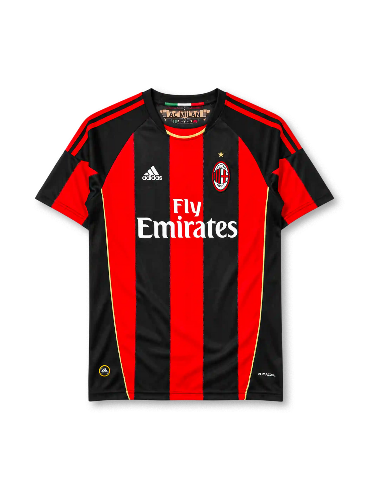 AC Milan 2010-11 home jersey adidas front view red black stripes