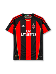 AC Milan 2010-11 home jersey adidas front view red black stripes