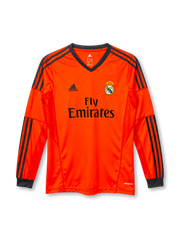 Real Madrid 2013-14 long-sleeve third jersey adidas front view orange black stripes