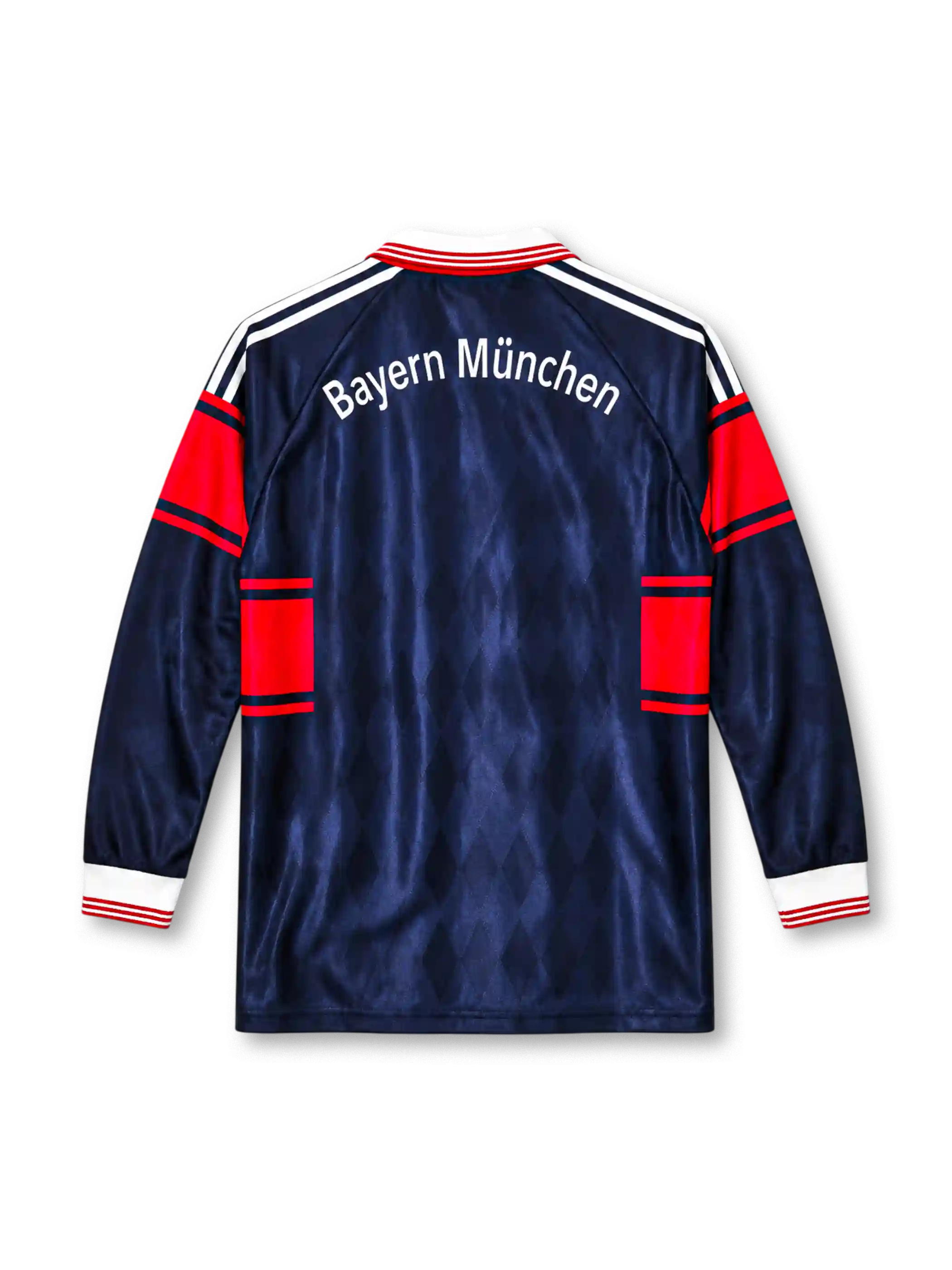 Bayern Munich 1997-99 long-sleeve home jersey adidas front view navy diamond pattern
