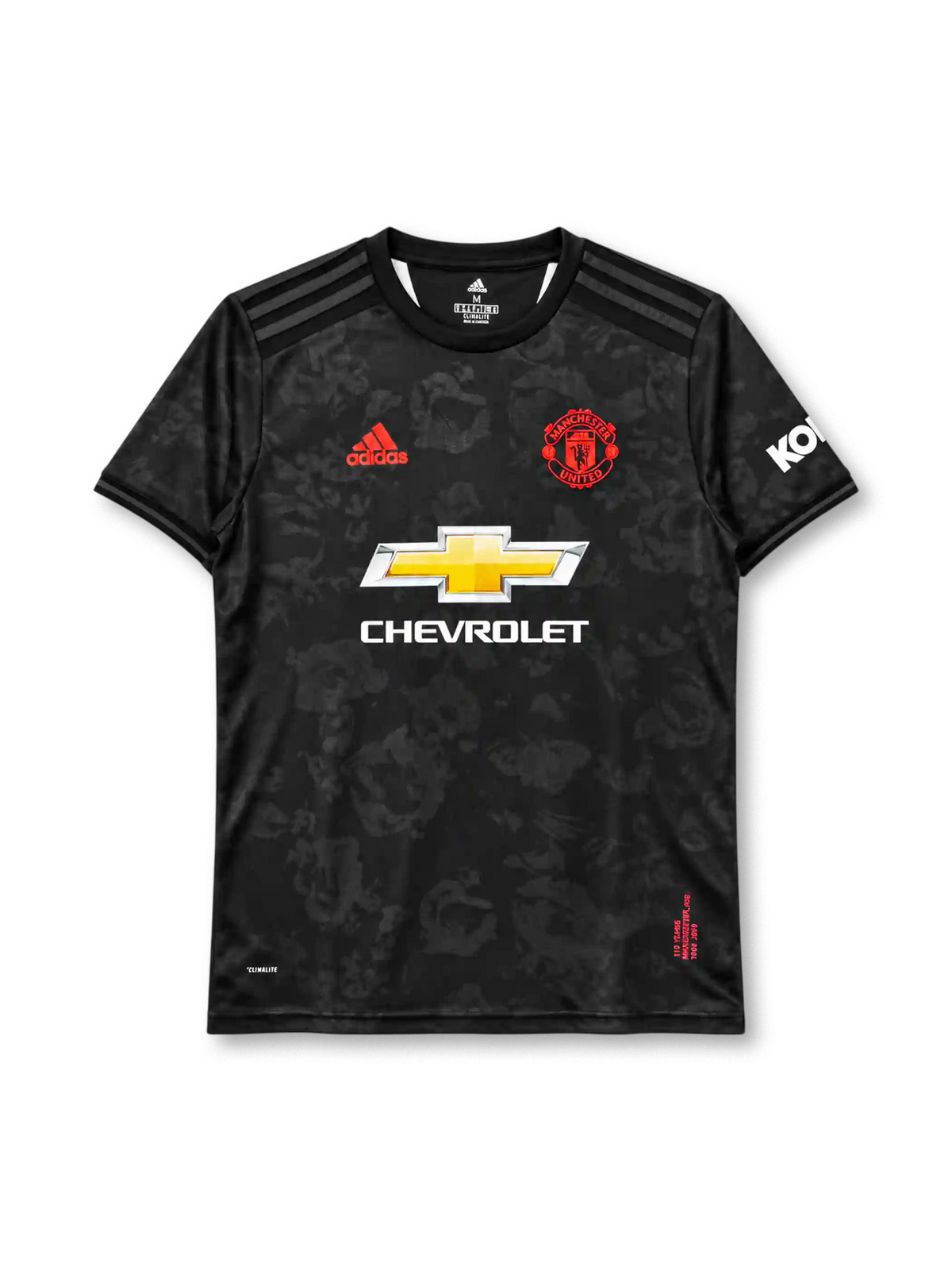 Manchester United 2019-20 third jersey adidas front view black rose print