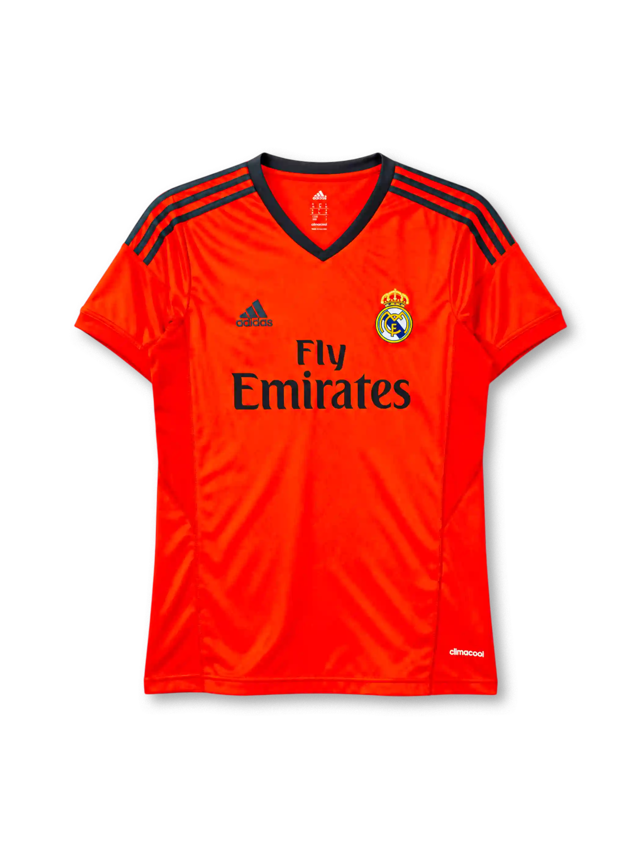 Real Madrid 2013-14 third jersey adidas front view orange black stripes