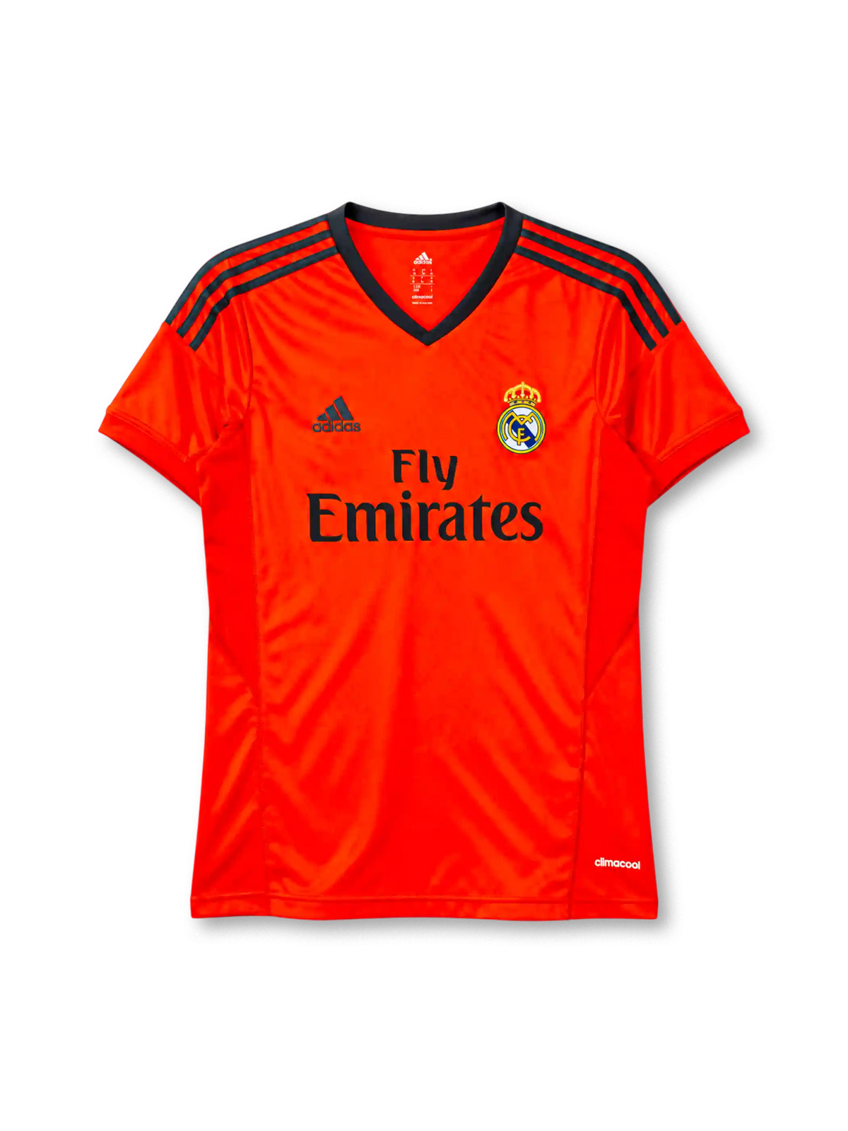 Real Madrid 2013-14 third jersey adidas front view orange black stripes