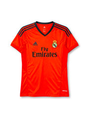 Real Madrid 2013-14 third jersey adidas front view orange black stripes