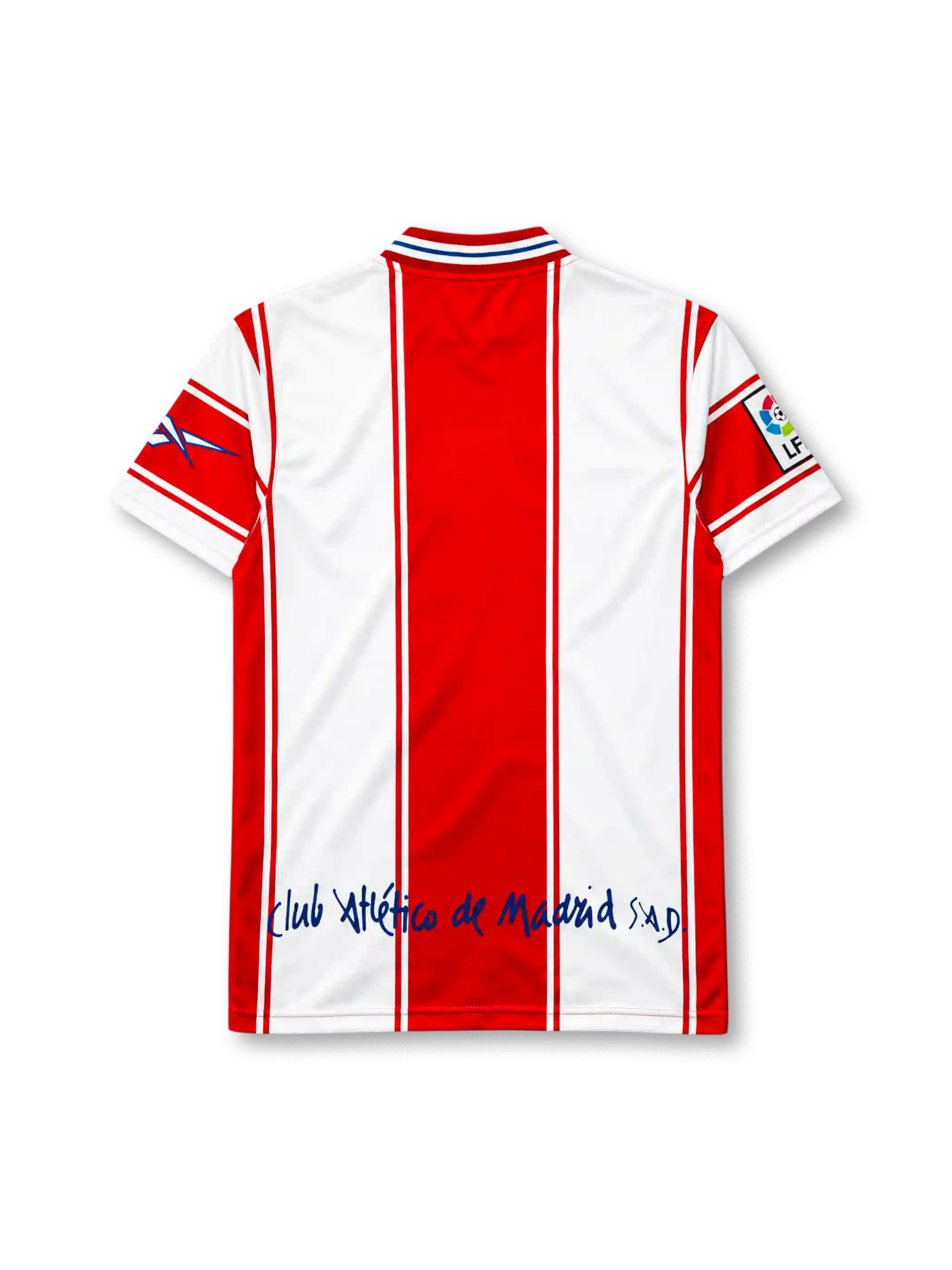 Atletico Madrid 1999-2000 home jersey Reebok front view red white stripes