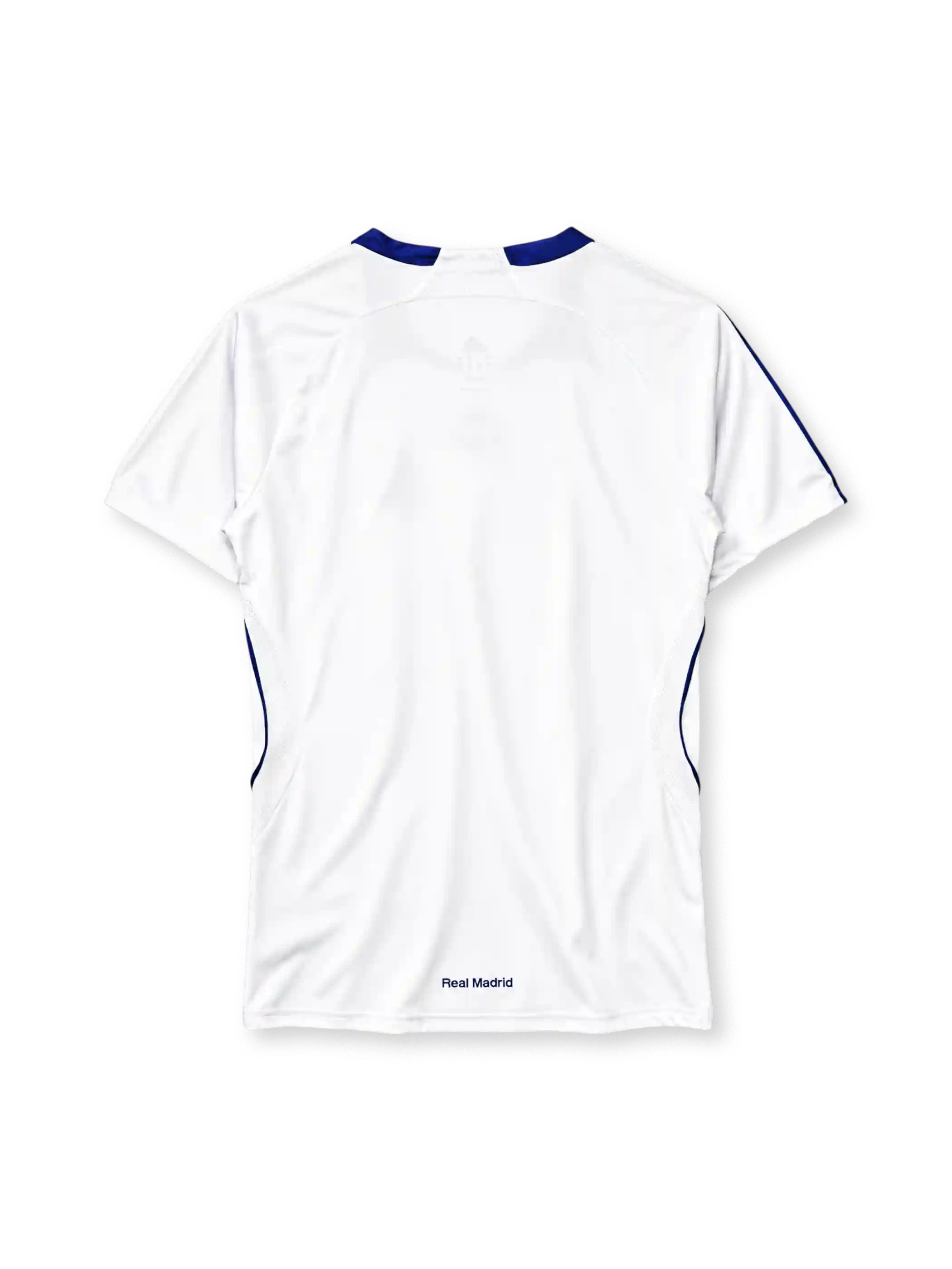 Real Madrid 2007-08 home jersey adidas front view white blue stripes