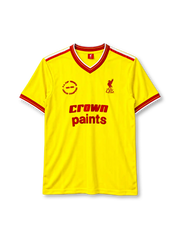 Liverpool 1985-86 third jersey front view yellow Crown Paints double winners