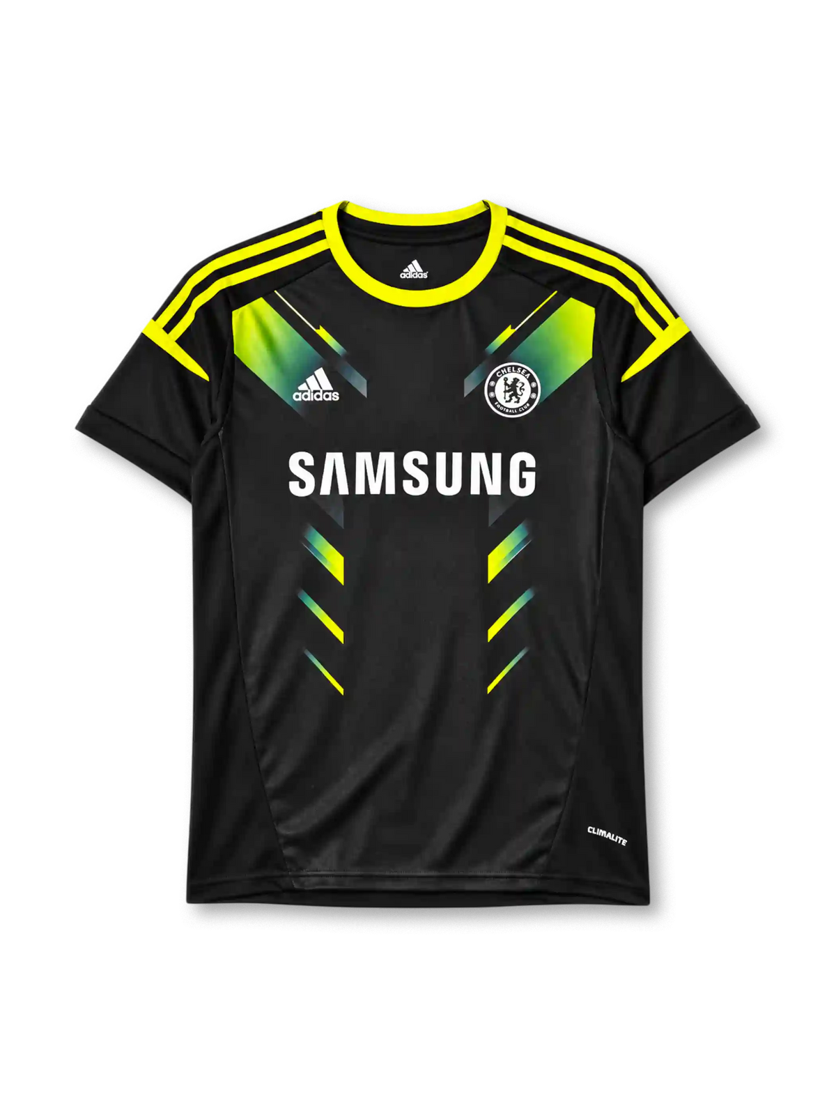 Chelsea 2012-13 third jersey adidas front view black yellow green graphics