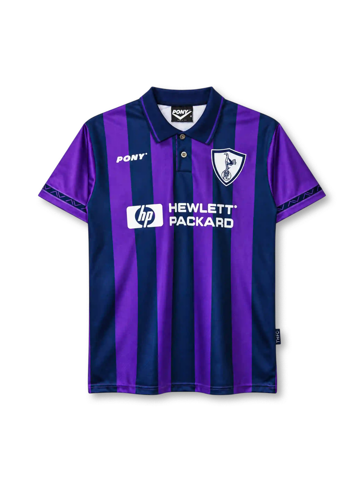Tottenham Hotspur 1995-97 away jersey Pony front view purple navy stripes