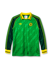 Celtic FC 138th anniversary long-sleeve home jersey adidas front view green shamrock pattern