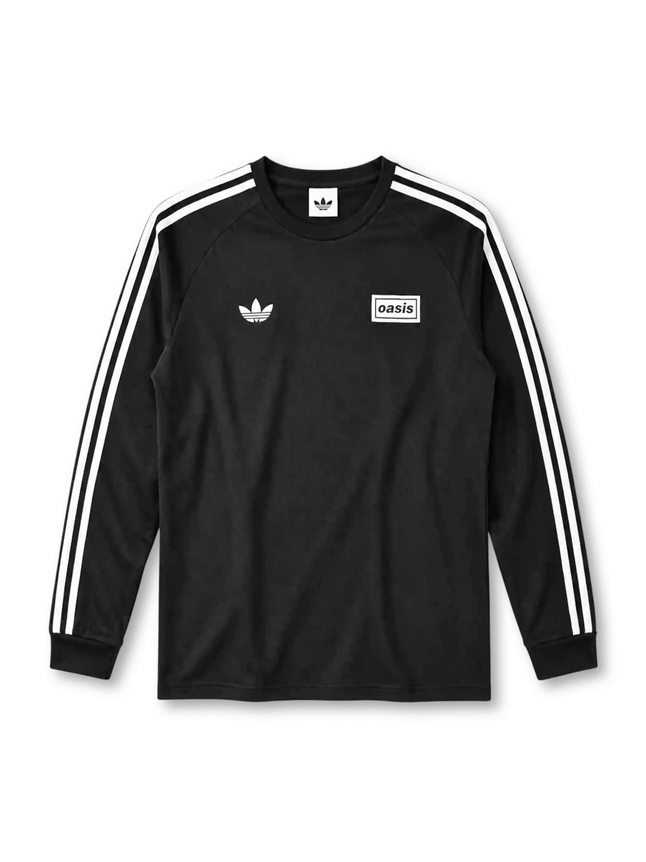 Adidas x Oasis tour sweatshirt in black with three-stripe sleeves and Oasis wordmark patch