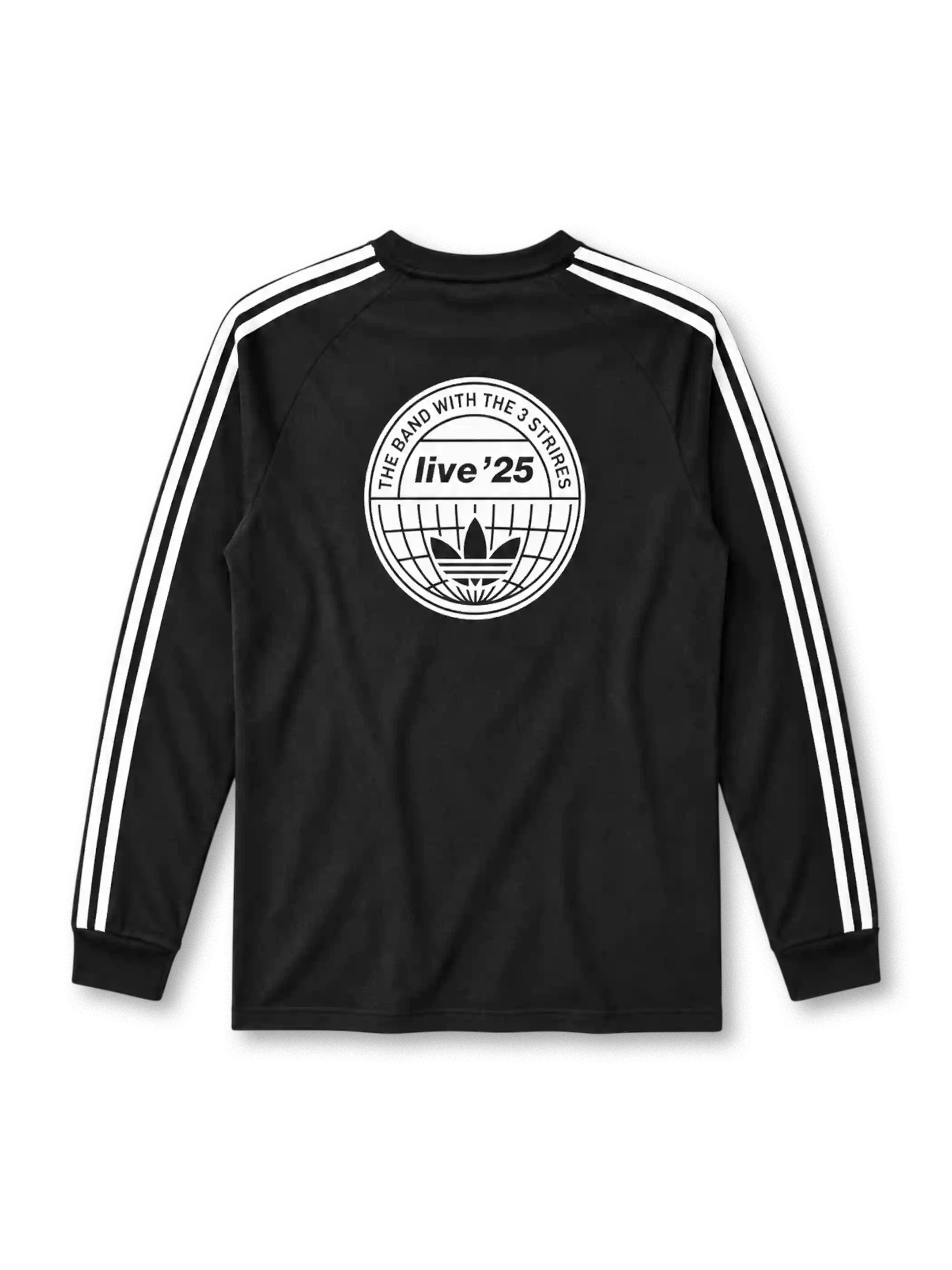Adidas x Oasis tour sweatshirt in black with three-stripe sleeves and Oasis wordmark patch